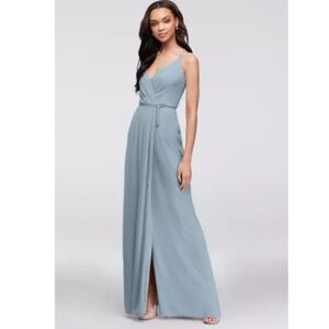 David’s bridal dusty blue bridesmaid dress